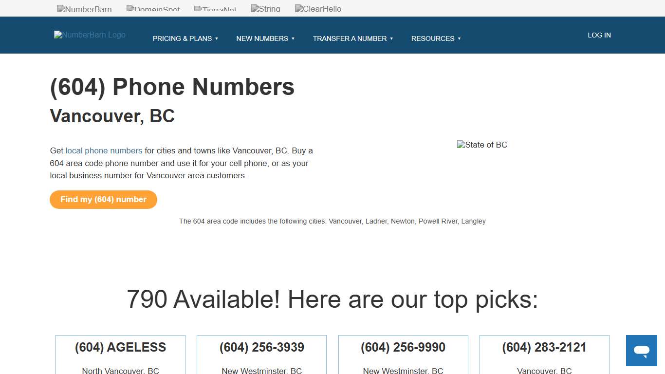 Buy a 604 area code phone number. Map and demographics | NumberBarn
